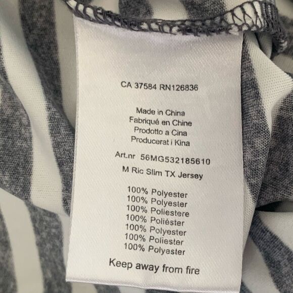 J. Lindeberg Black and White Striped Men's Golf Polo Shirt - Picture 8 of 8